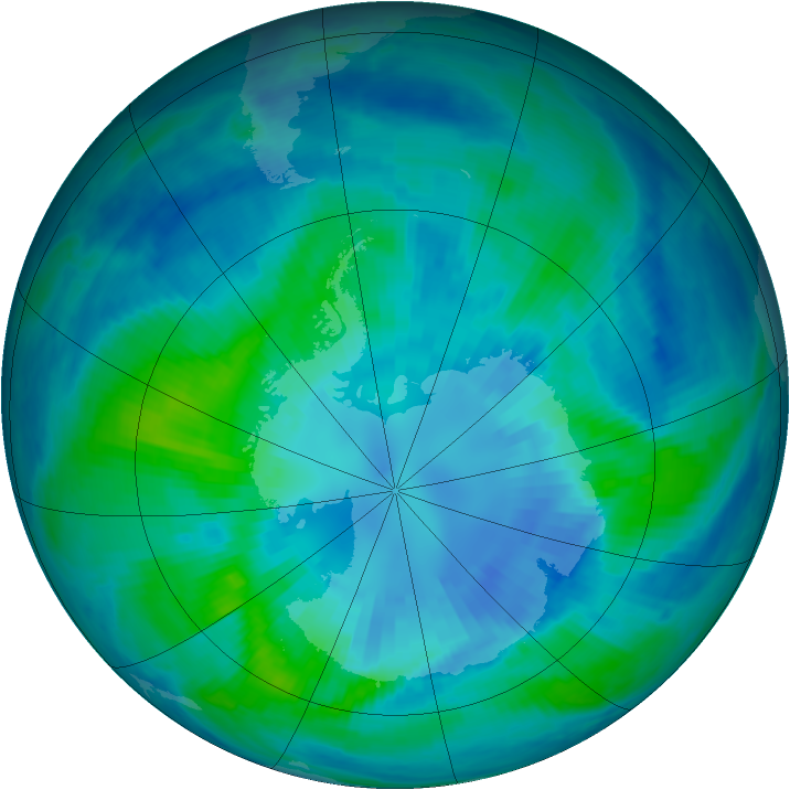 Antarctic ozone map for 04 April 2000